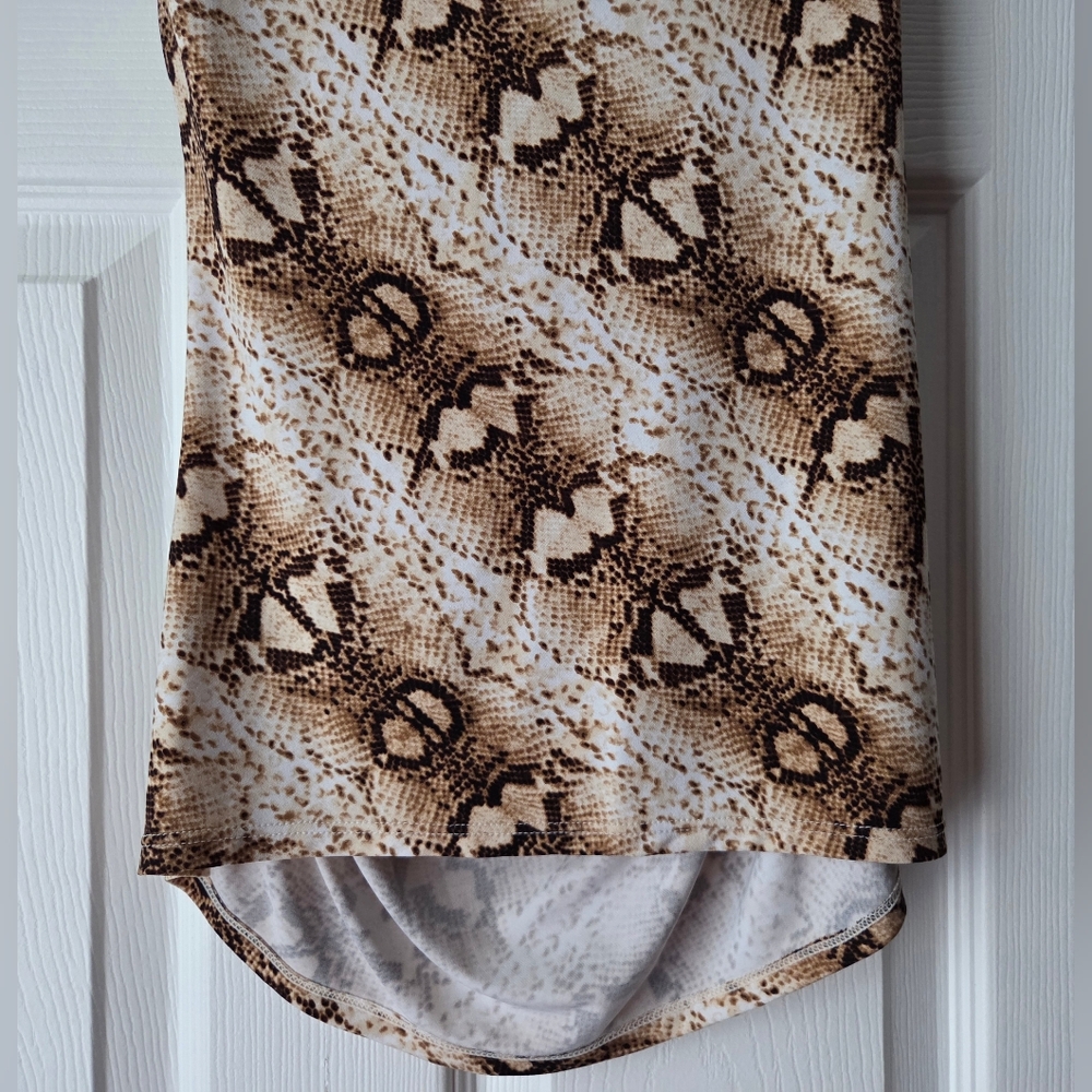 WHBM Brown Snake Print Ruched Blouse Size XS - Picture 9 of 11